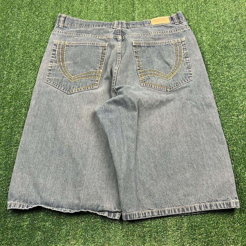 VTG Jeans Colony Men's Blue‎ 37x14" Denim Cotton Poly Baggy Wide Leg Shorts Y2K
